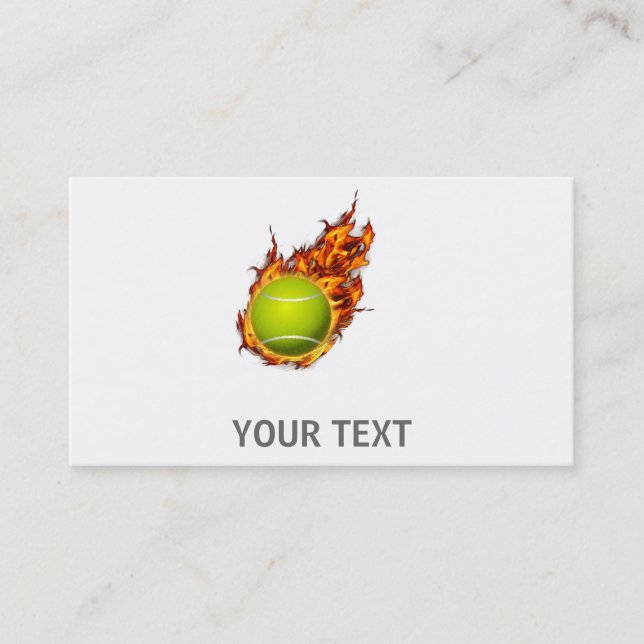 Personalised Tennis Ball on Fire Tennis Theme Gift Business Card (Front)