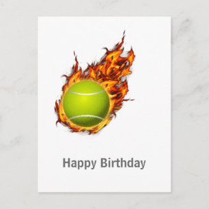 Personalised Tennis Ball on Fire Tennis Theme Gift Postcard