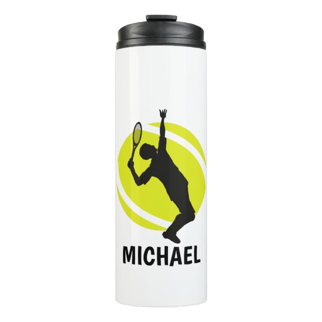 Personalised Tennis Ball Player Coach Classy Sport Thermal Tumbler (Front)