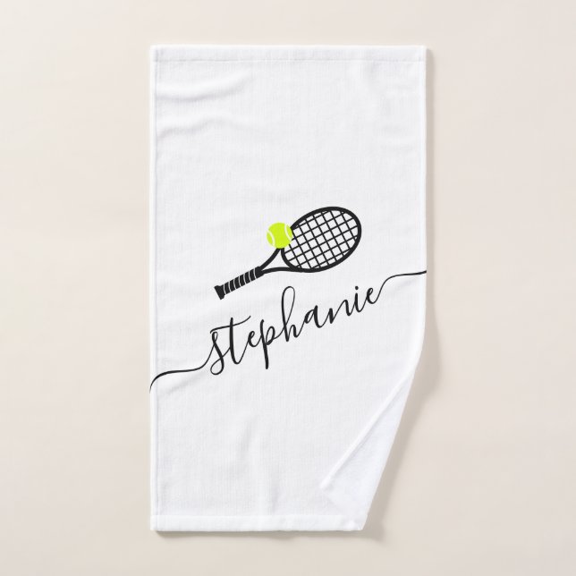 Personalised Tennis Ball Script Name Hand Towel (Hand Towel)