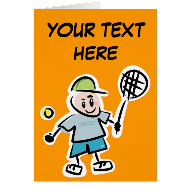 Personalised Tennis Card with cute cartoon player (Front)