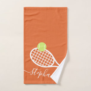 Personalised Tennis Girls Name Clay Court Colour Hand Towel