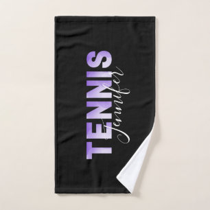 Personalised Tennis Girls Name Purple Ombre Trendy Hand Towel