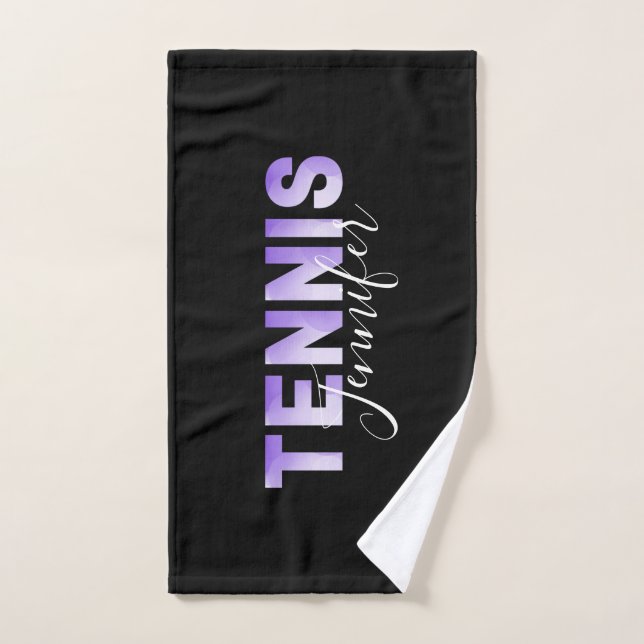 Personalised Tennis Girls Name Purple Ombre Trendy Hand Towel (Hand Towel)