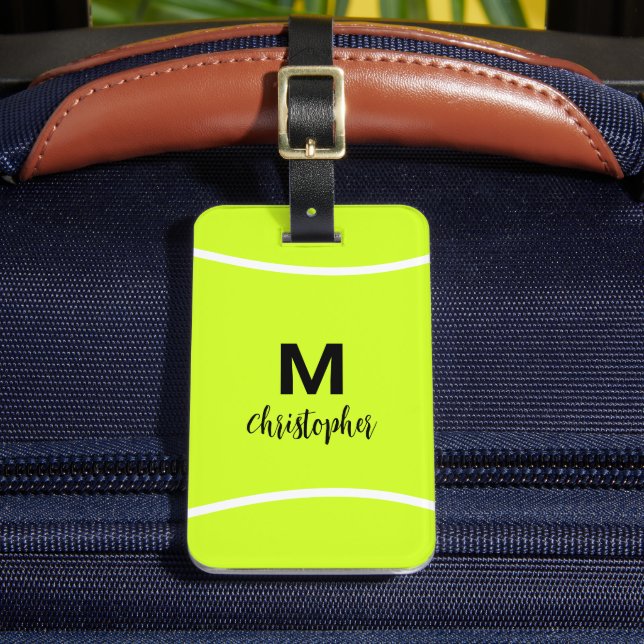 Personalised Tennis Monogram Initial Name Luggage Tag (Front Insitu 2)
