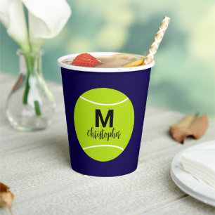 Personalised Tennis Monogram Initial Name Paper Cups