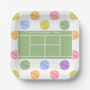 Personalised Tennis Party Birthday Paper Plate