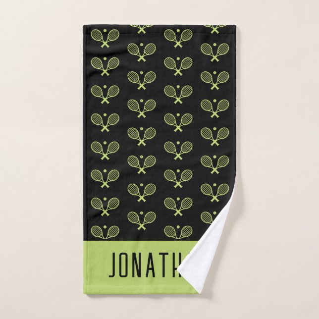 Personalised Tennis Pattern Custom Name Hand Towel (Hand Towel)
