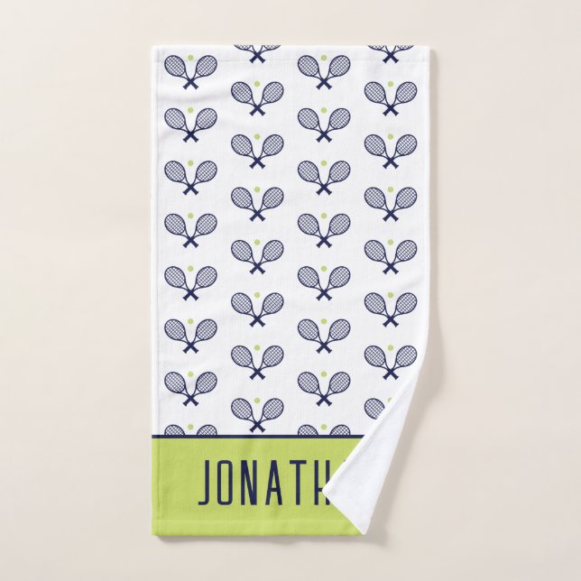 Personalised Tennis Pattern Custom Name Hand Towel (Hand Towel)