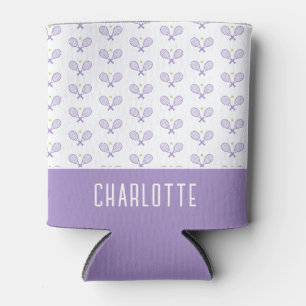 Personalised Tennis Pattern Custom Name Tennis Can Cooler