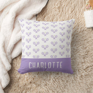 Personalised Tennis Pattern Custom Name Tennis Cushion