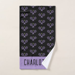 Personalised Tennis Pattern Custom Name Tennis Hand Towel