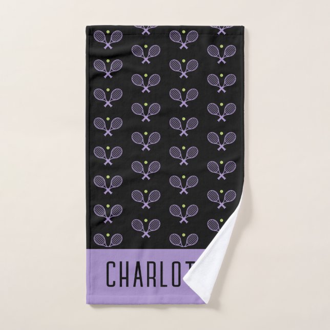 Personalised Tennis Pattern Custom Name Tennis Hand Towel (Hand Towel)