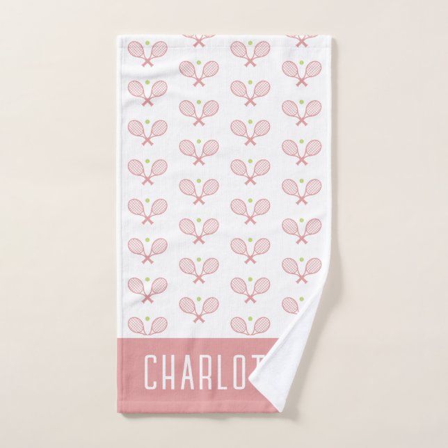 Personalised Tennis Pattern Custom Name Tennis Hand Towel (Hand Towel)