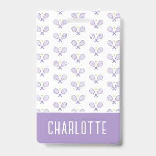Personalised Tennis Pattern Custom Name Tennis ID Badge