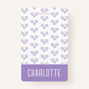 Personalised Tennis Pattern Custom Name Tennis ID Badge