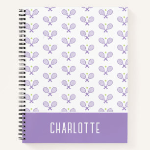 Personalised Tennis Pattern Custom Name Tennis Notebook
