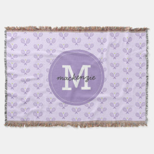 Personalised Tennis Pattern Custom Name Tennis Throw Blanket