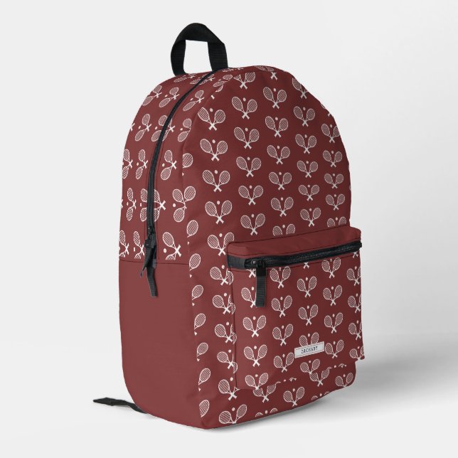 Personalised Tennis Pattern Tennis Player Printed Backpack (Back Corner Left)