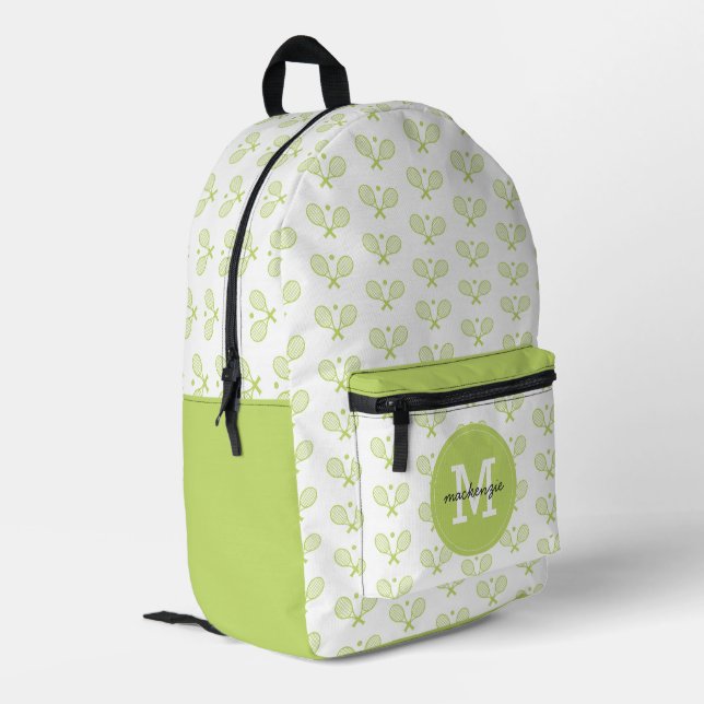 Personalised Tennis Pattern Tennis Player Printed Backpack (Back Corner Left)