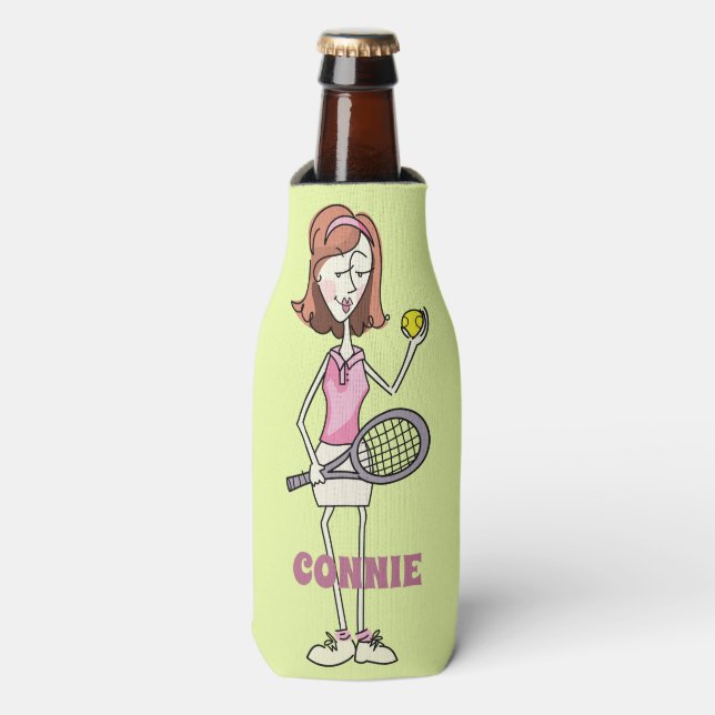 Personalised Tennis Player Bottle Cooler (Bottle Front)