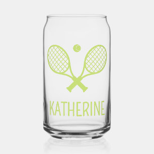Personalised Tennis Player Custom Name Tennis Can Glass