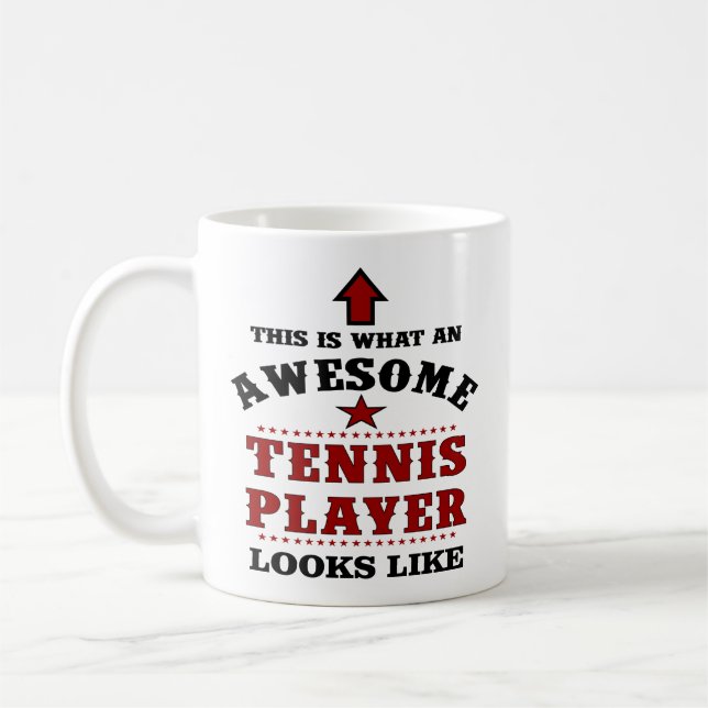 Personalised Tennis Player Gift Coffee Mug (Left)