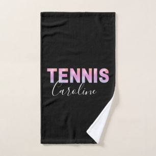 Personalised Tennis Player Girl Custom Name Cute Hand Towel