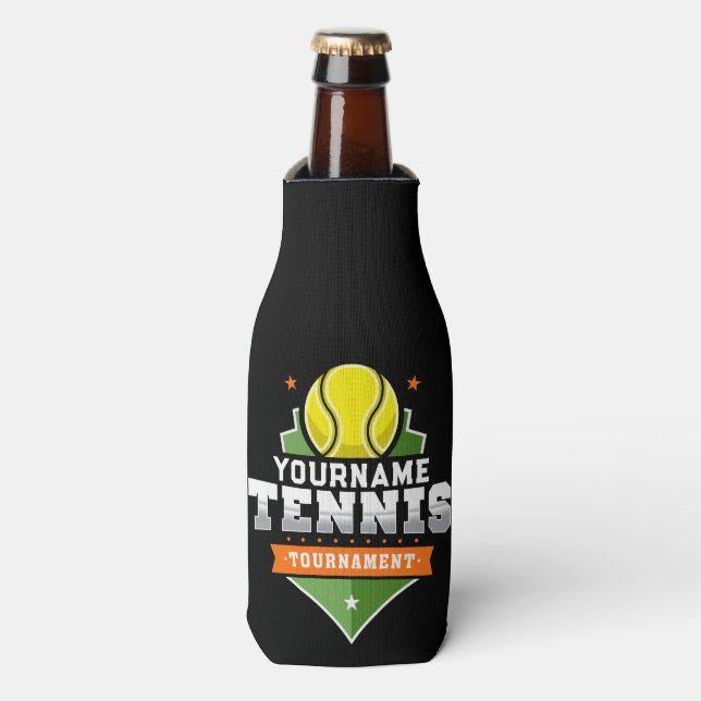 Personalised Tennis Player NAME Varsity Tournament Bottle Cooler (Bottle Front)