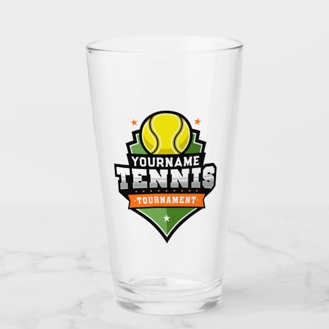 Personalised Tennis Player NAME Varsity Tournament Glass (Front)