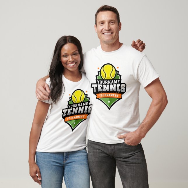 Personalised Tennis Player NAME Varsity Tournament T-Shirt (Unisex)