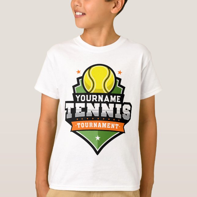 Personalised Tennis Player NAME Varsity Tournament T-Shirt (Front)
