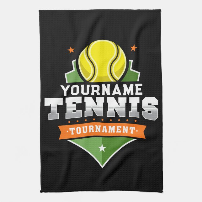 Personalised Tennis Player NAME Varsity Tournament Tea Towel (Vertical)