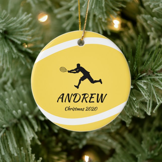 Personalised Tennis Player Sports Fan Athlete Xmas Ceramic Tree Decoration (Tree)