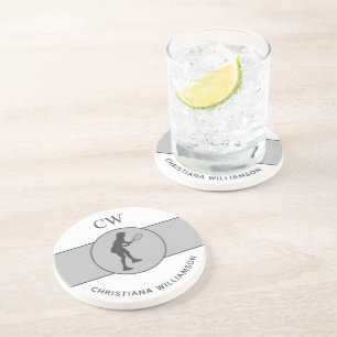 Personalised Tennis Player Tennis Girl Custom Gift Coaster