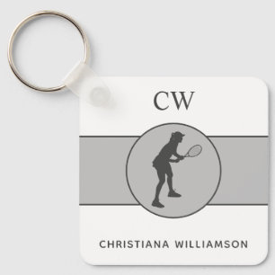 Personalised Tennis Player Tennis Girl Custom Gift Key Ring