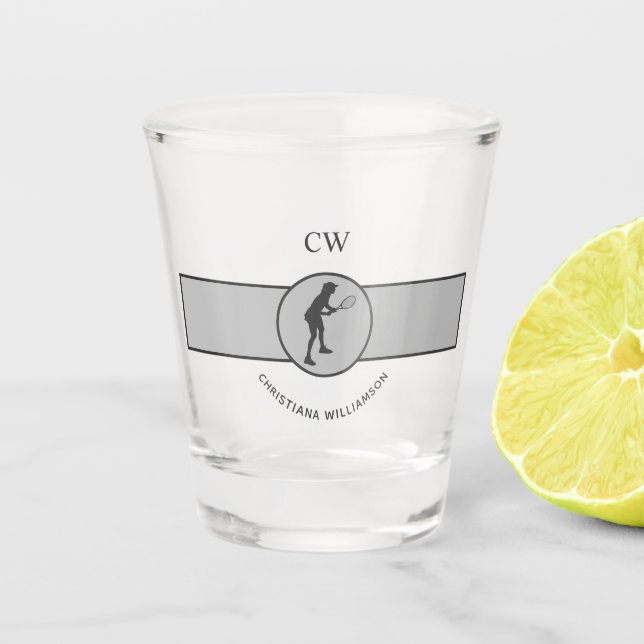 Personalised Tennis Player Tennis Girl Custom Gift Shot Glass (Front)