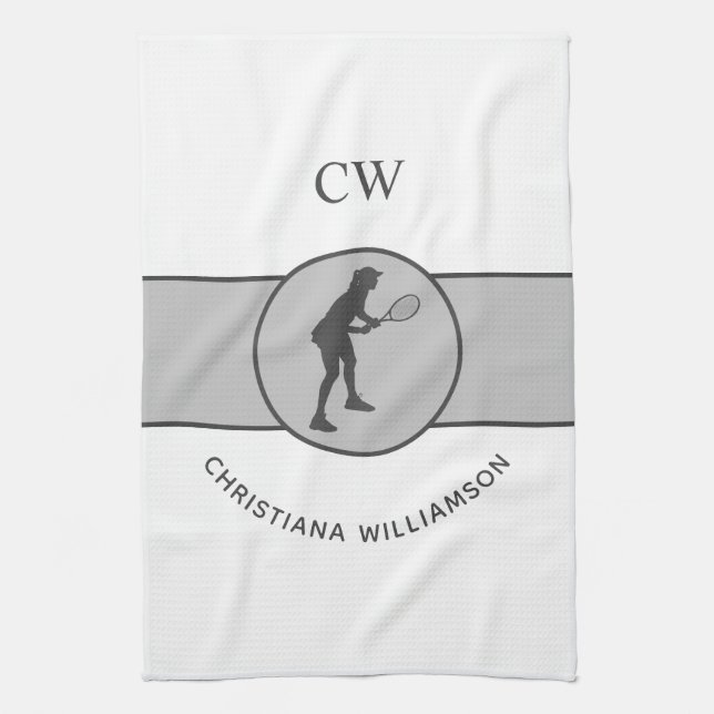 Personalised Tennis Player Tennis Girl Custom Gift Tea Towel (Vertical)