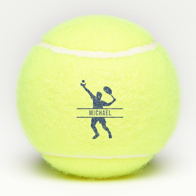 Personalised Tennis Player Themed Custom Blue Name Balls (Back)