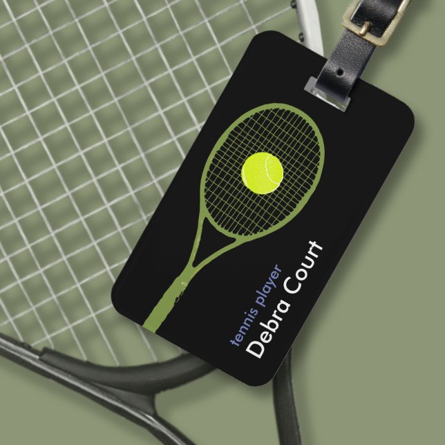 Personalised tennis-player travel luggage tag (Creator Uploaded)