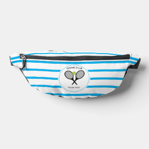 Personalised Tennis Racket Blue Striped Bum Bags