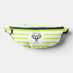 Personalised Tennis Racket Lime colour Striped Bum Bags