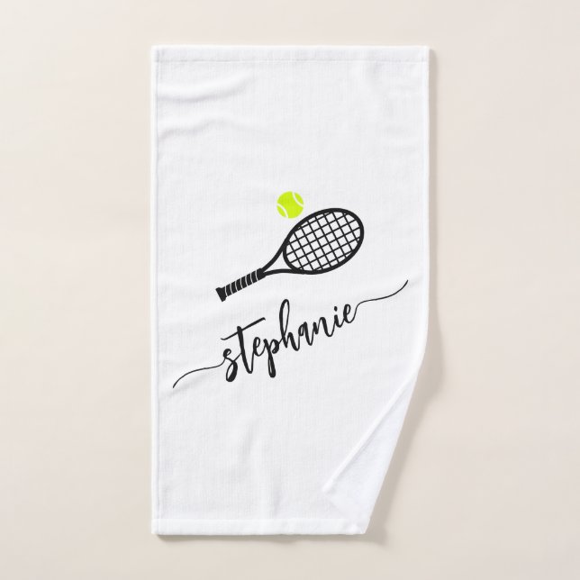 Personalised Tennis Script Name Hand Towel (Hand Towel)