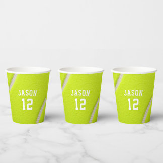 Personalised Tennis with Name & Age Paper Cups