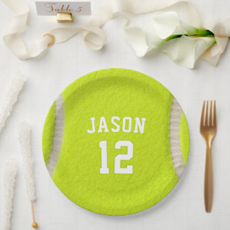 Personalised Tennis with Name & Age Paper Plate