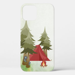 Personalised Tent and Campfire Woodland Camping iPhone 12 Case