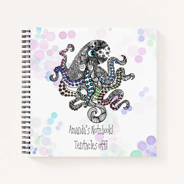 Personalised tentacles off line doodle octopus notebook (Front)