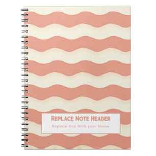 Personalised Terra Cota and White Wave Patterned Notebook