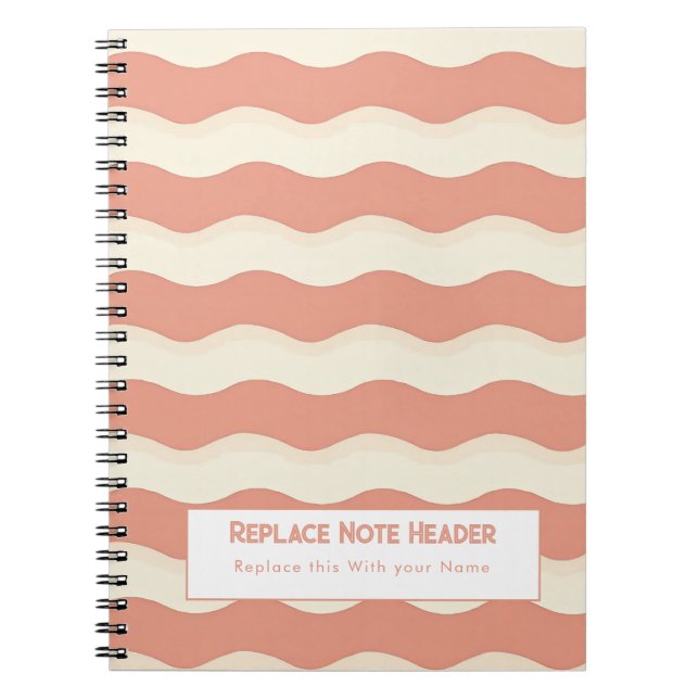 Personalised Terra Cota and White Wave Patterned  Notebook (Front)