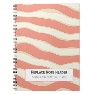 Personalised Terra Cotta and Cream Wave Patterned Notebook